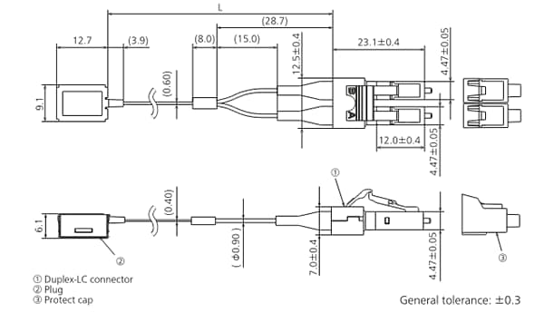 Tabelle - Panasonic Industrial Devices V-Baureihe Aktive optische Duplex-LC-Steckverbinder
