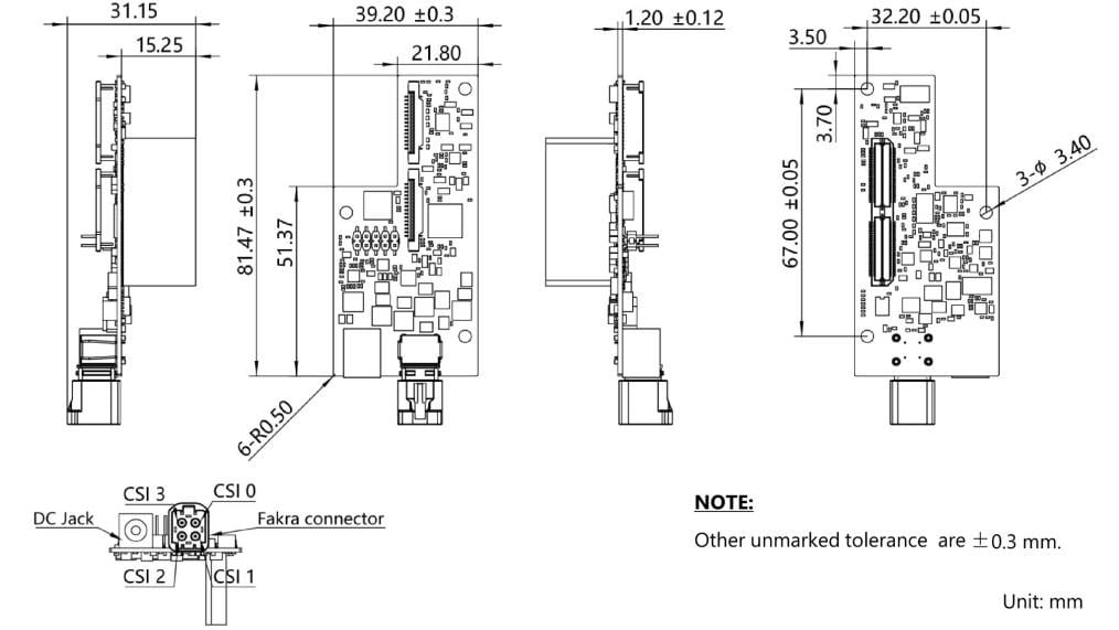 Mechanical Drawing - StereoLabs GMSL2 Capture Card Duo for ZED X cameras
