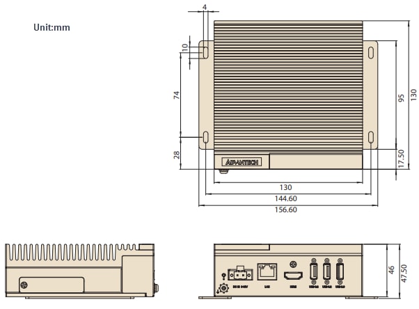 Technische Zeichnung - Advantech MIC-711 KI-Inferenzsysteme