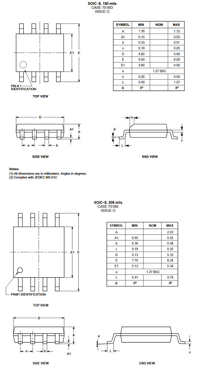 Technische Zeichnung - onsemi CAT93C86 Serieller 16-KB-Microwire-EEPROM