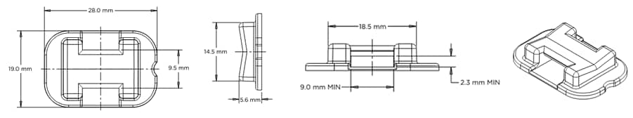 Tabelle - TE Connectivity Standard- und Mini-Kabelbinder mit Klebehalterungen