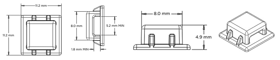 Tabelle - TE Connectivity Standard- und Mini-Kabelbinder mit Klebehalterungen