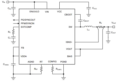 Applikations-Schaltungsdiagramm - Texas Instruments LM708x0/LM708x0-Q1 DC/DC-Abwärtswandler