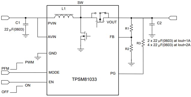 Applikations-Schaltungsdiagramm - Texas Instruments TPSM81033 Synchrone Boost-Leistungsmodule