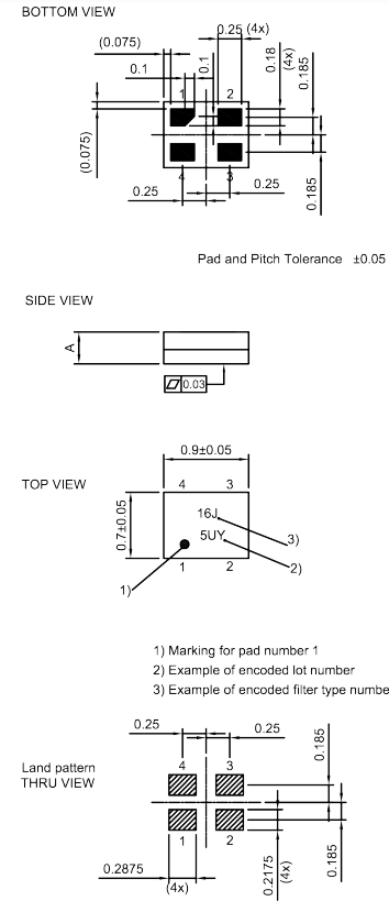Mechanical Drawing - Qualcomm RF360 B7530 Micro-Acoustic Filter