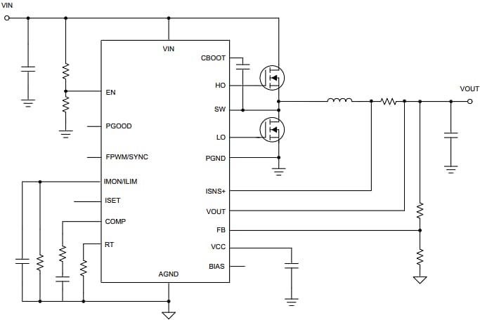 Applikations-Schaltungsdiagramm - Texas Instruments LM5190/Q1 Synchrone Automotive-Abwärtsregler