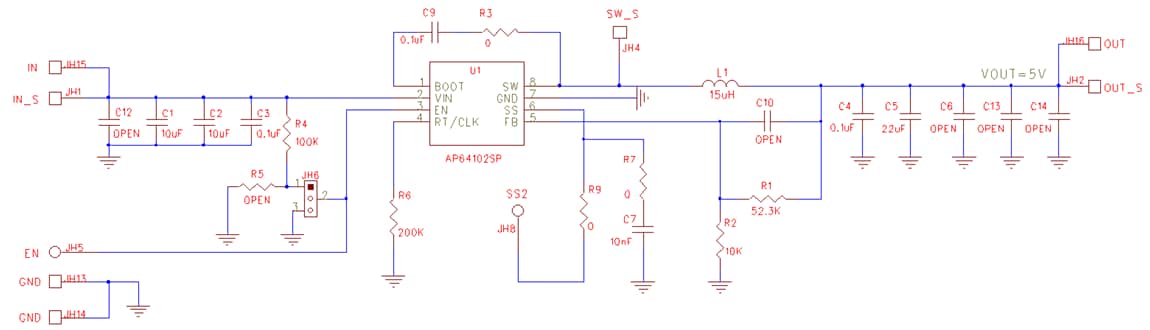 Schaltplan - Diodes Incorporated AP64102 Evaluierungsboard