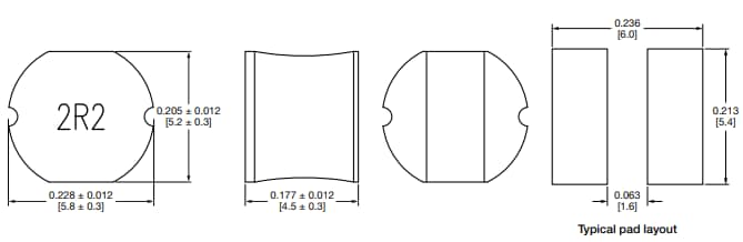 Technische Zeichnung - Vishay / Dale IDCP2218-01 und IDCP3020-01 Ferrit-Leistungsinduktivitäten