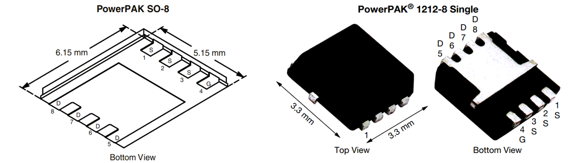 Technische Zeichnung - Vishay Semiconductors Si76-Baureihe MOSFETs