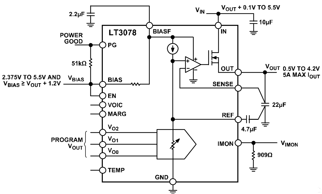 Applikations-Schaltungsdiagramm - Analog Devices Inc. LT3078 Ultra-rauscharme Linearregler