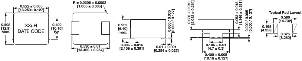 Technische Zeichnung - Vishay / Dale IHLP-5050FD-AP und IHLP-5050FD-0P Induktivitäten