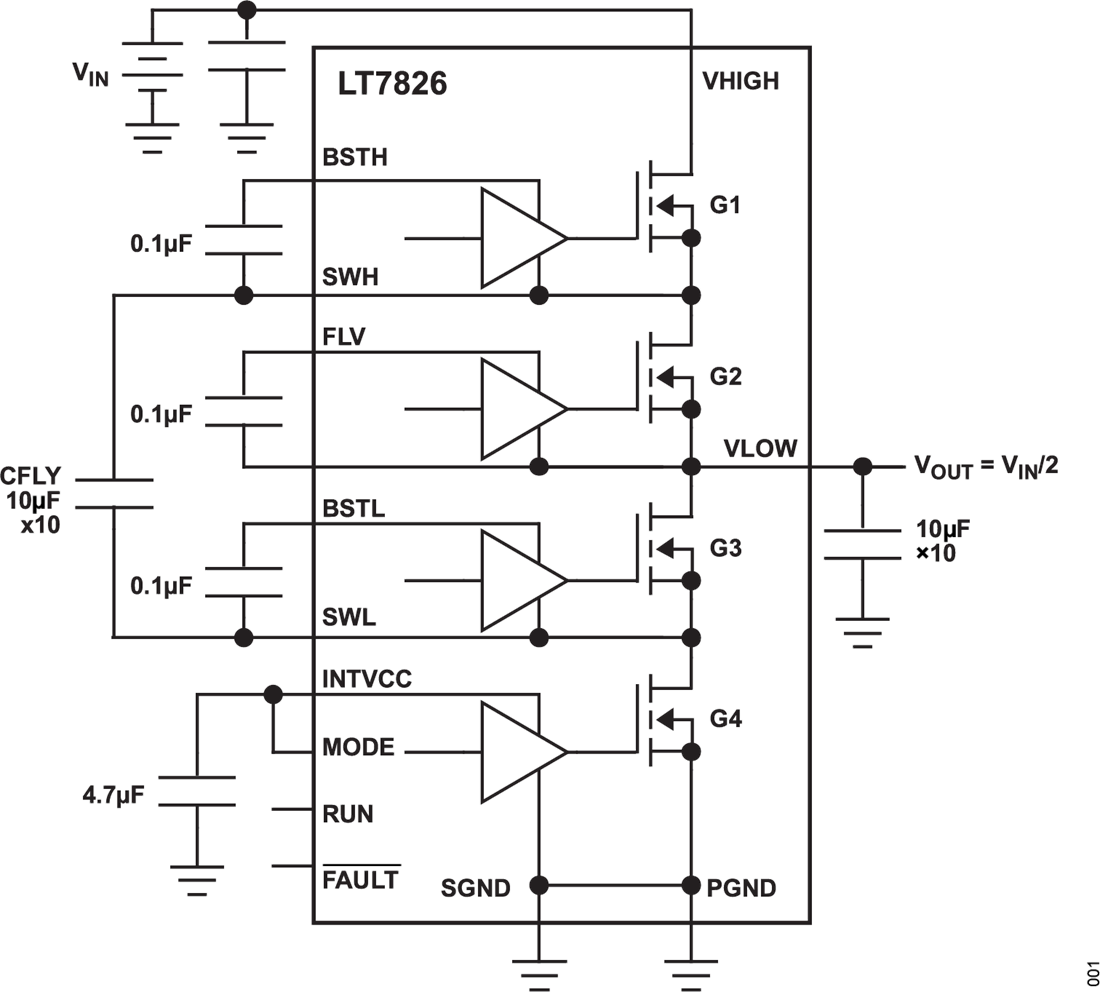 Applikations-Schaltungsdiagramm - Analog Devices Inc. LT7826 Integrierter monolithischer DC/DC-Wandler