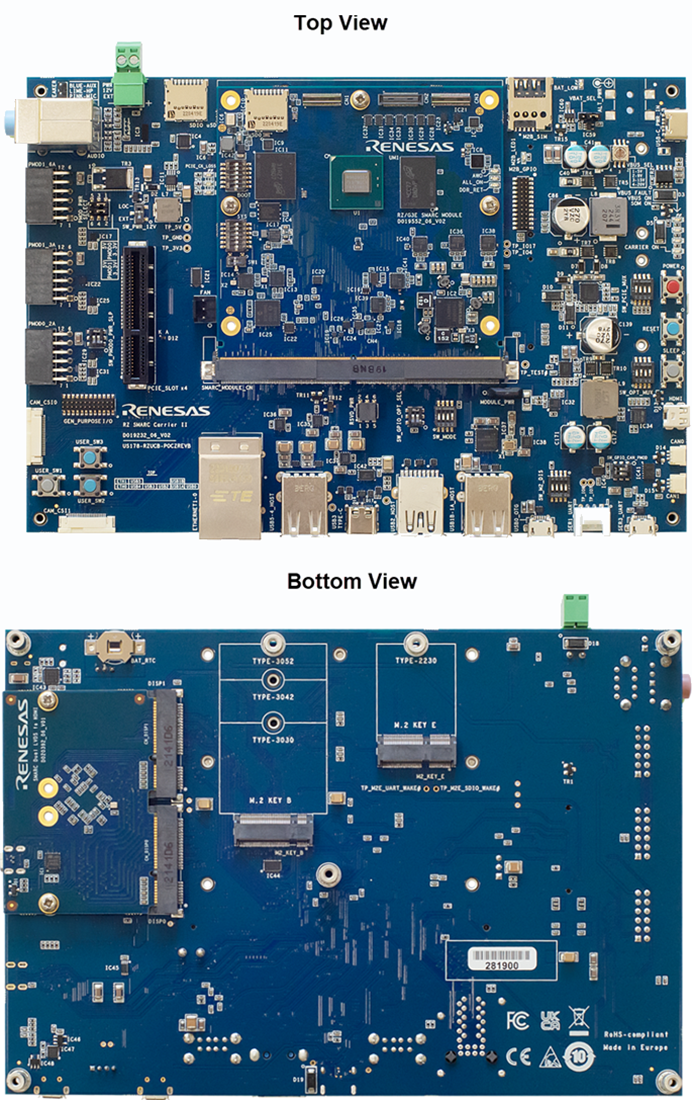 Technische Zeichnung - Renesas Electronics RZ/G3E-EVKIT Evaluierungsboard