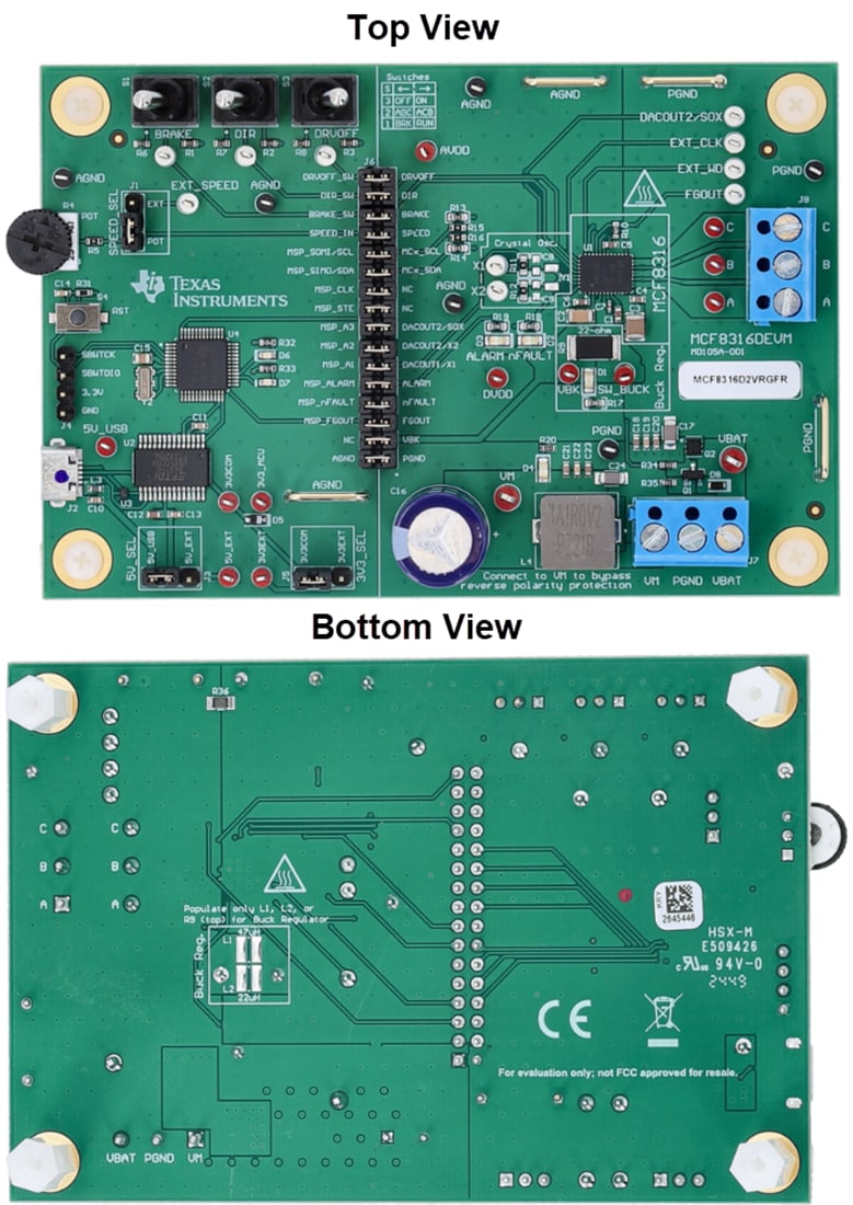 Technische Zeichnung - Texas Instruments MCF8316DEVM Motortreiber-Evaluierungsmodul