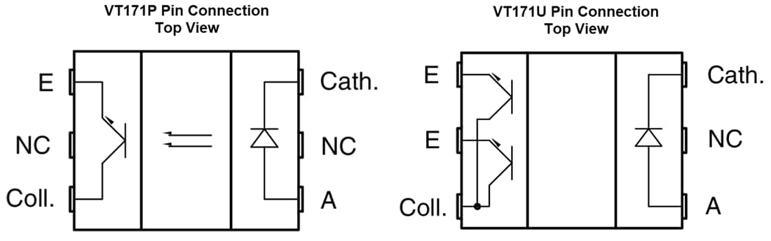 Schaltplan - Vishay Semiconductors VT17x Durchflutende Sensoren