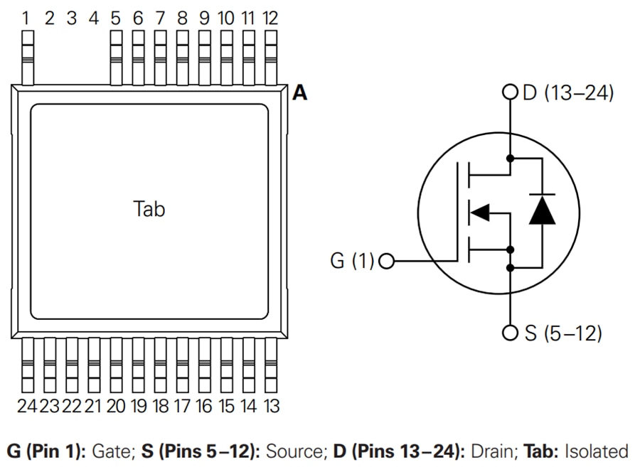 Schaltplan - IXYS Integrated Circuits MMIX1T500N20X4 Leistungs-MOSFET von 200 V der X4-Klasse 