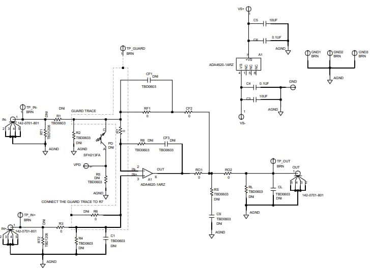Schaltplan - Analog Devices Inc. EVAL-ADA4620-1 Evaluierungsboard
