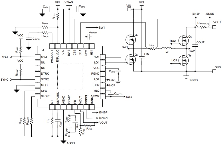 Schaltplan - Texas Instruments LM51770x/LM51770x-Q1 Buck-Boost-Controller