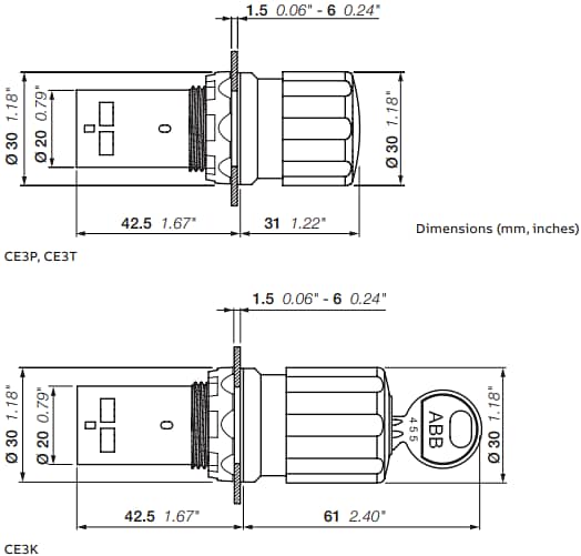 Mechanical Drawing - ABB CE3 E-Stops