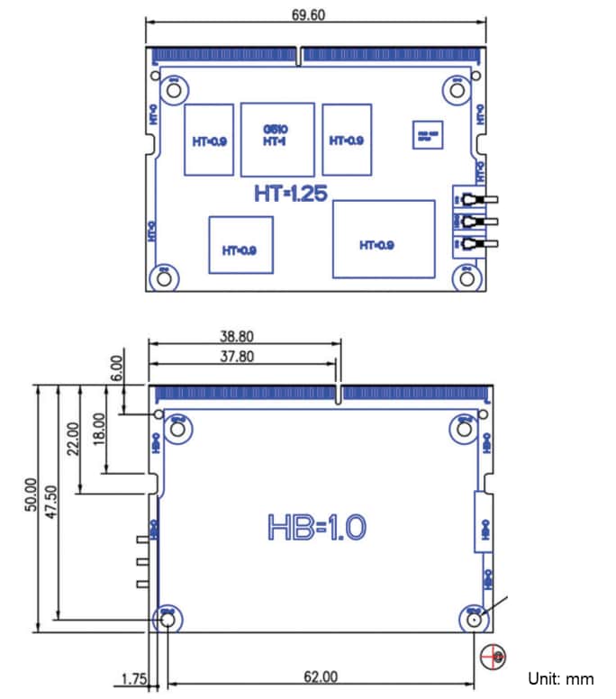 Mechanical Drawing - AMobile Solutions SoM-SD510 Arm® System-on-Module
