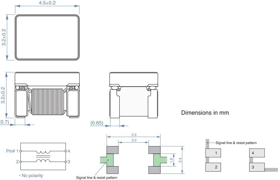 Technische Zeichnung - TDK ADL-VK Entkopplungsinduktivitäten