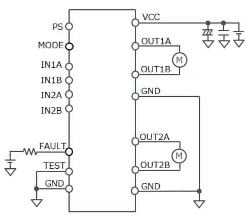 Applikations-Schaltungsdiagramm - ROHM Semiconductor BD60210FV Zweikanal-Bürstenmotortreiber