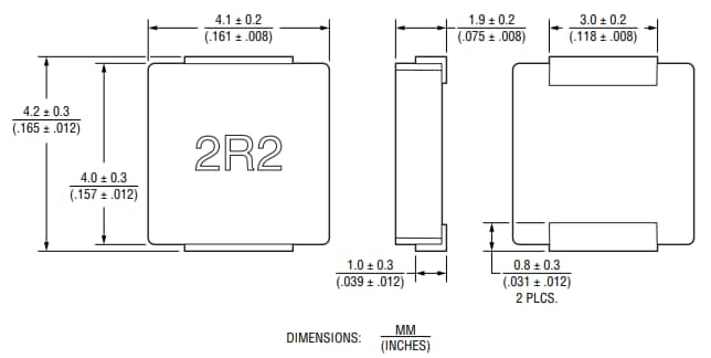 Technische Zeichnung - Bourns SRP4021HMT Geschirmte Leistungsinduktivitäten