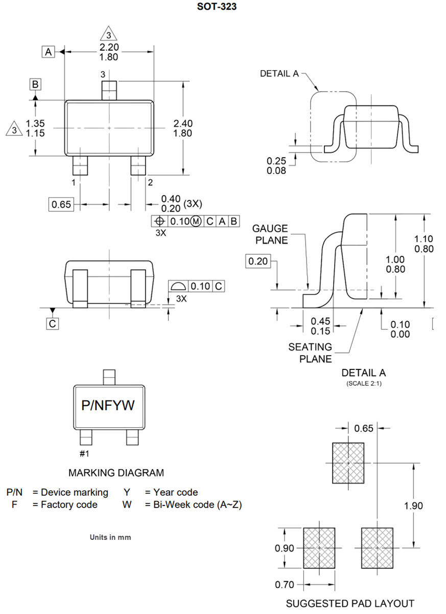 Mechanical Drawing - Taiwan Semiconductor BC85xBWH & BC857WH PNP Transistors