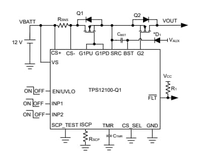 Applikations-Schaltungsdiagramm - Texas Instruments TPS1210-Q1 Intelligenter High-Side-Treiber