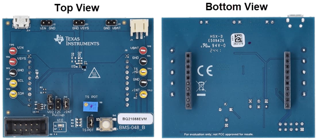 Technische Zeichnung - Texas Instruments bq21088EVM Ladegerät-Evaluationsmodul