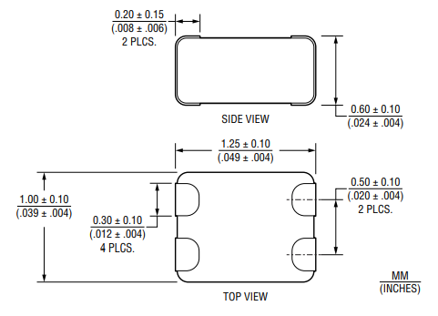 Technische Zeichnung - Bourns CCF1206 Mehrschicht-Gleichtaktfilter