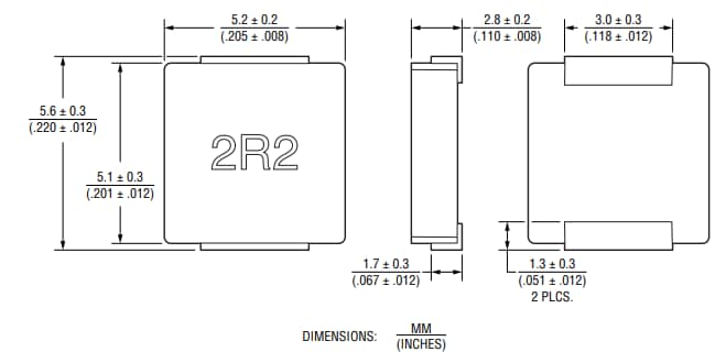 Technische Zeichnung - Bourns SRP5030HMT Geschirmte Leistungsinduktivitäten