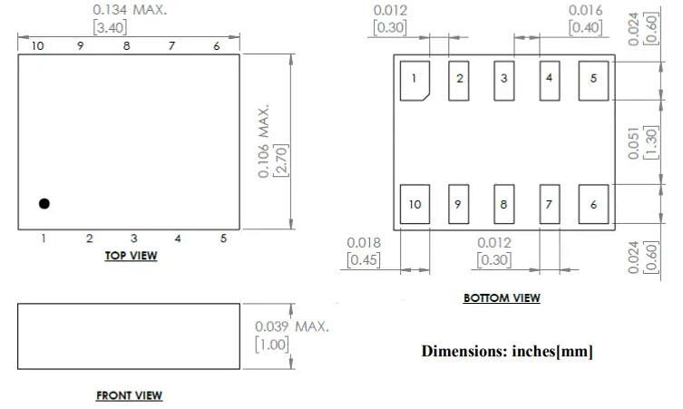 Mechanical Drawing - Abracon AB-RTC-XB-32.768kHz-2 Real Time Clock Module