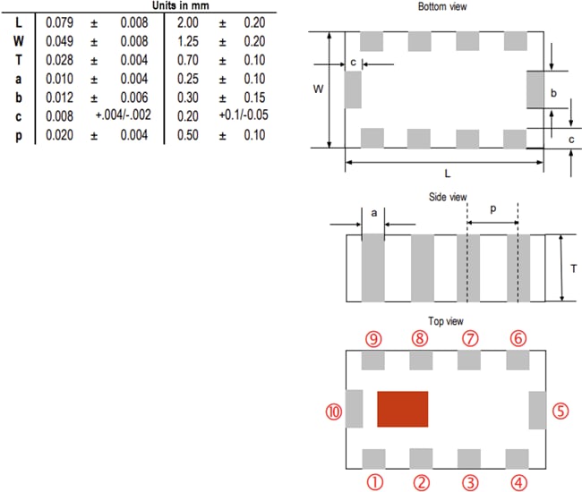 Mechanical Drawing - Johanson Technology 2000PC15C0040001E Integrated Passive Device (IPD)