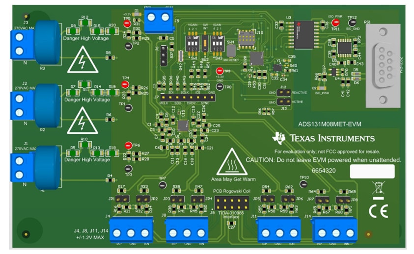 Schaltungsanordnung - Texas Instruments ADS131M08MET-EVM Metrologie-Evaluierungsmodul