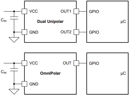 Schaltplan - Texas Instruments TMAG5134 Schalter mit In-Plane-Halleffekt