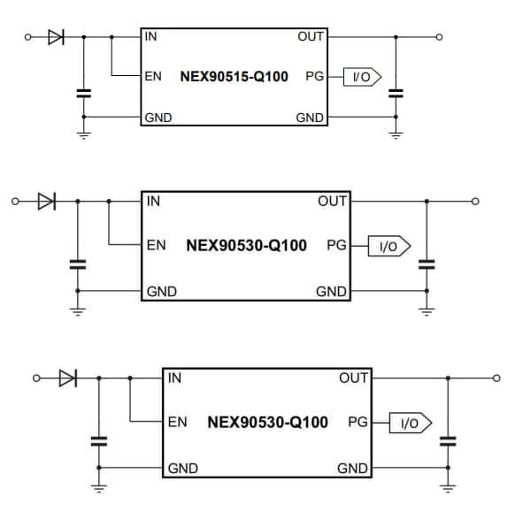 Applikations-Schaltungsdiagramm - Nexperia NEX9x 40 V LDO-Spannungsregler