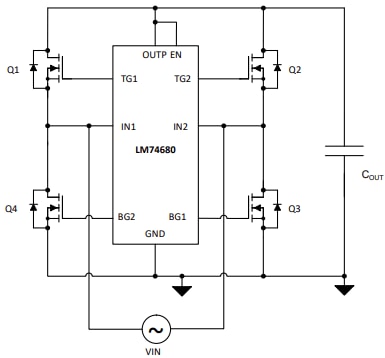 Schaltplan - Texas Instruments LM74680 Idealer Diodenbrücken-Controller