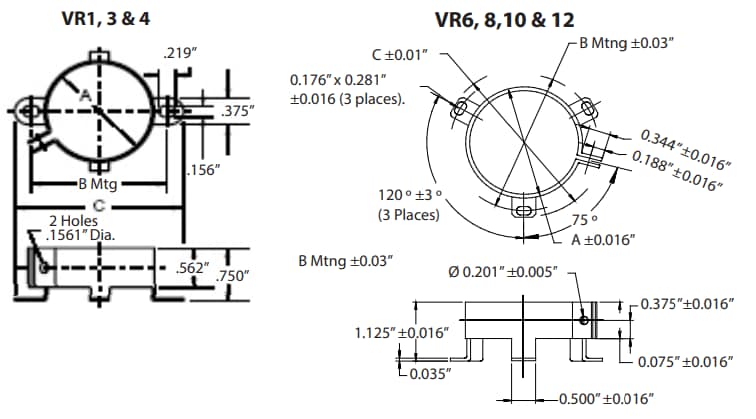 Mechanical Drawing - Cornell Dubilier / Knowles Capacitor Hardware