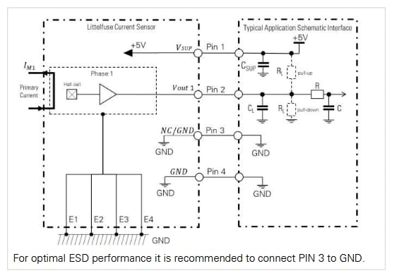 Applikations-Schaltungsdiagramm - Littelfuse CH1P01xM Stromsensoren