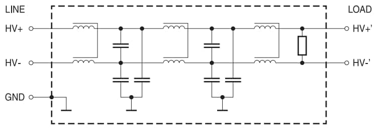 Applikations-Schaltungsdiagramm - EPCOS / TDK CarXield B84252 Leistungs-EMV-Filter