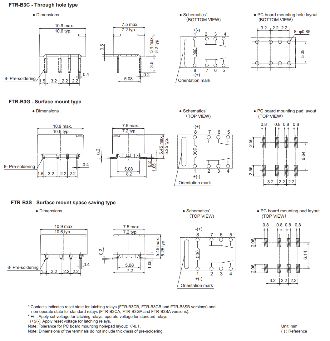 Mechanical Drawing - FCL Components FTR-B3 Ultra-Miniature Automotive Signal Relays