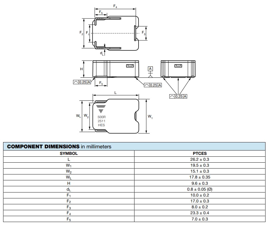 Tabelle - Vishay / BC Components PTCES SMD-PTC-Thermistoren