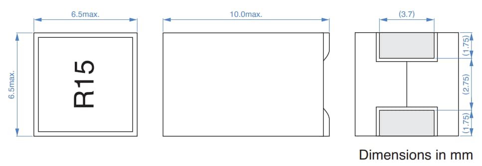 Technische Zeichnung - TDK VLBU6565100 Gewickelte F4-Type-Ferrit-Induktivitäten