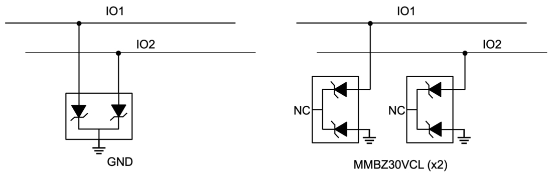 Applikations-Schaltungsdiagramm - Texas Instruments MMBZ30VCL/MMBZ30VCL-Q1 ESD-Schutzdiode