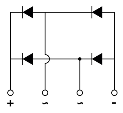Schaltplan - Vishay Semiconductors KBPE0480 Single-In-Line-Brückengleichrichter