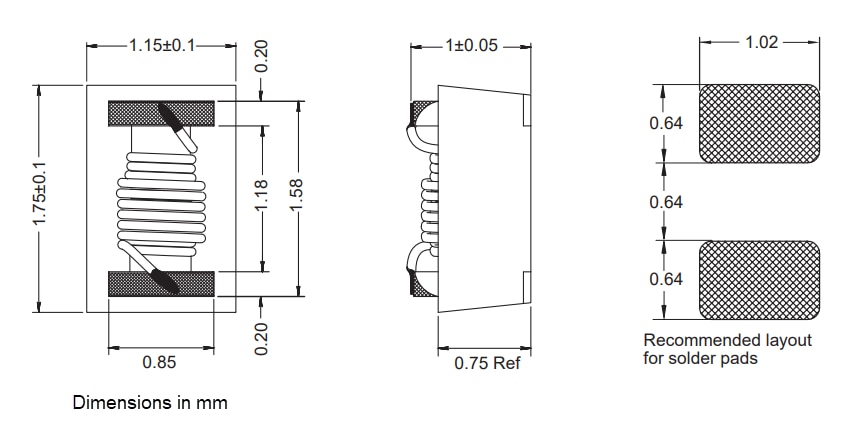 Mechanical Drawing - Fastron 0603LDM RF Inductors