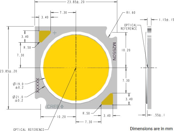 Cree XLamp CMA2550 - Mechanische Abmessungen