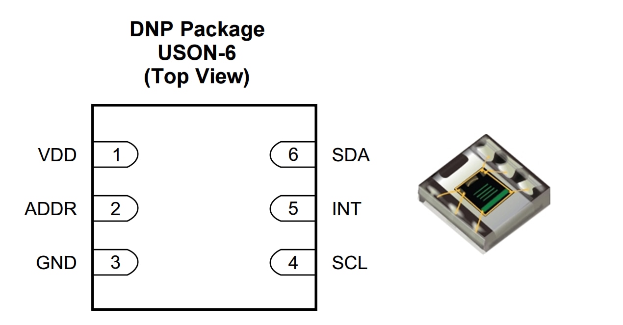 Pin-out of the OPT3001
