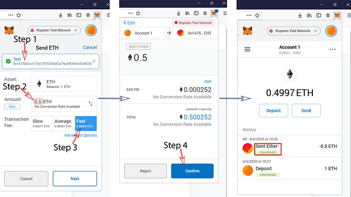 Sending Ethers to the Blockchain Security 2Go card